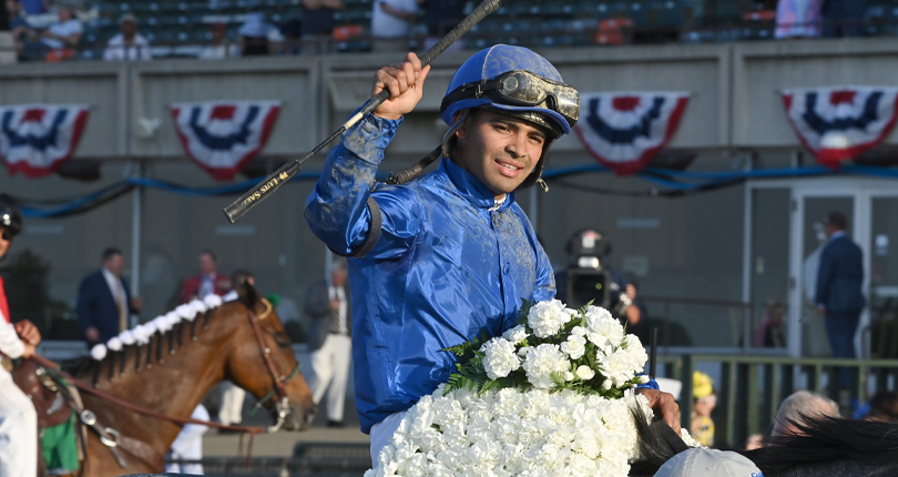 ​Belmont Park provides Luis Saez another special milestone with first Classic victory in Belmont Sta